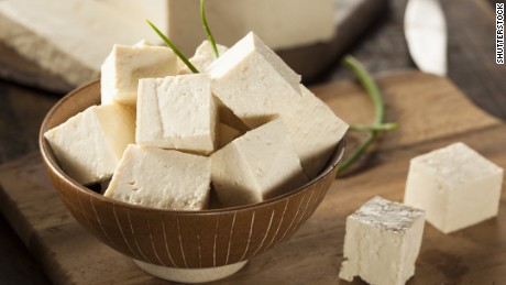 Tofu is a good source of protein for vegans.