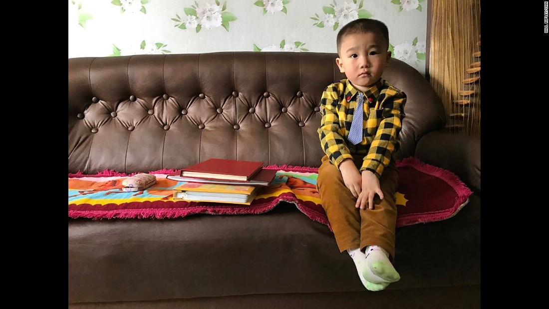 A North Korean boy sits in his family&#39;s living room on April 30 in Pyongyang.