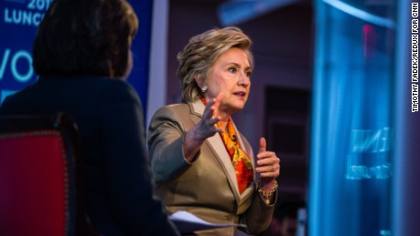CNN chief international correspondent Christiane Amanpour moderates a discussion with former Secretary of State and 2016 US presidential candidate Hillary Clinton during the Women for Women International annual fundraising luncheon in New York on Tuesday, May 2, 2017. The not-for-profit organization enables and empowers women around the world to be involved in and play critical roles in conflict resolution, peace negotiations, humanitarian response, and in post-conflict rebuilding. It is based on the proven fact that the inclusion of women leads to a more peaceful and stable world. Photograph: Timothy Fadek