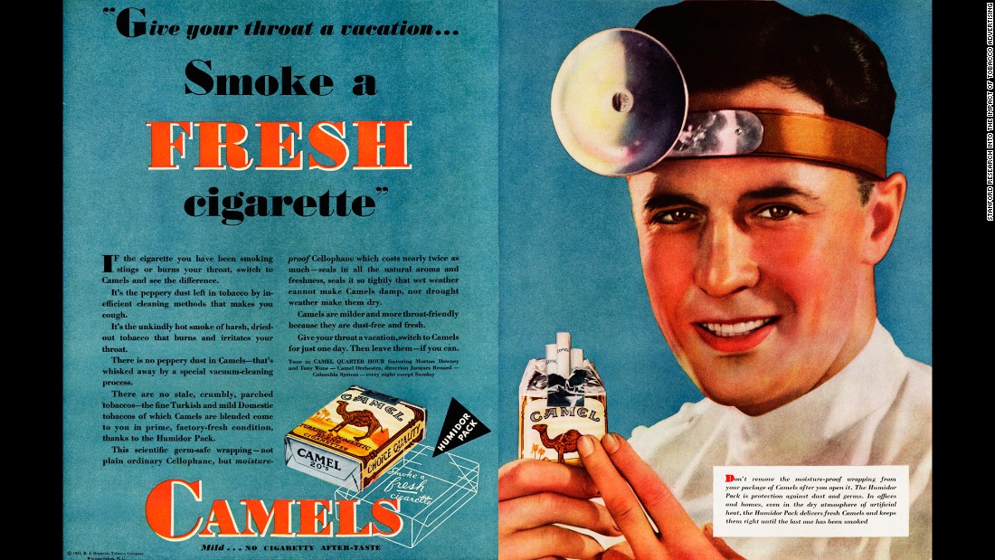 Tobacco advertisers often used the depiction of an ear, nose and throat doctor to promote cigarettes. &quot;People in those days didn&#39;t know about lung cancer, but they knew that it was rough on your throat,&quot; said Dr. Robert Jackler, founder of the &lt;a href=&quot;http://tobacco.stanford.edu/tobacco_main/index.php&quot; target=&quot;_blank&quot;&gt;research group SRITA, or Stanford Research into the Impact of Tobacco Advertising&lt;/a&gt;, which documents the history of tobacco advertising. &quot;They knew smoking irritates and makes you cough and gag. So having a throat doctor tell you it&#39;s OK to smoke was key to success in tobacco advertising and sales.&quot;