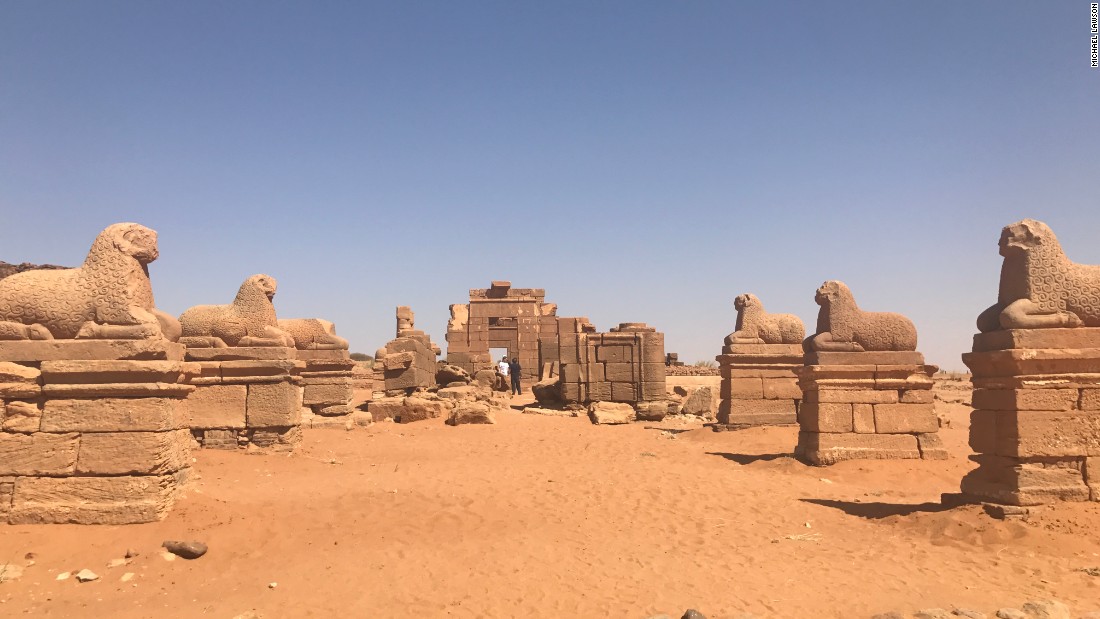 Stone rams line the entrance to the Amun Temple in Naga. &lt;br /&gt;   