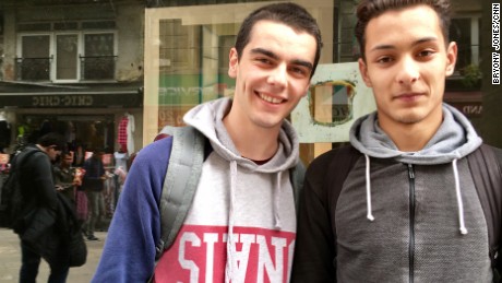 Celestin Hernandez (left) and Adil Houdaibi, both students in Bordeaux, are also planning to vote Macron.