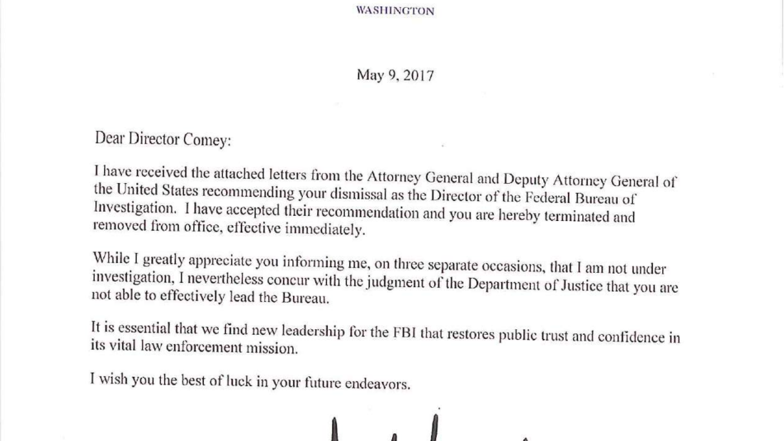 Trump's letter firing FBI Director James Comey - CNNPolitics