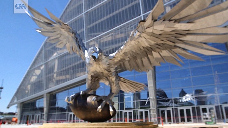 Giant steel falcon takes flight in front of Atlanta 