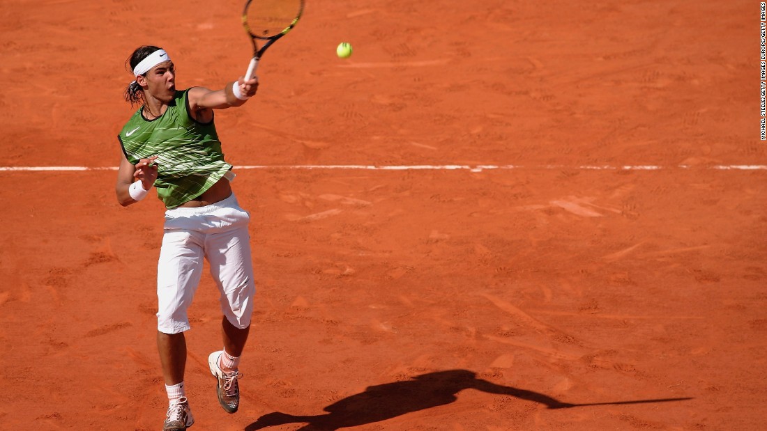 Nadal went into his first French Open as an inexperienced 18-year-old and emerged a grand slam champion -- beating Roger Federer in the semifinals on his 19th birthday. The 2005 season was the birth of what would go on to be Nadal&#39;s classic look: sleeveless top and three-quarter length shorts.