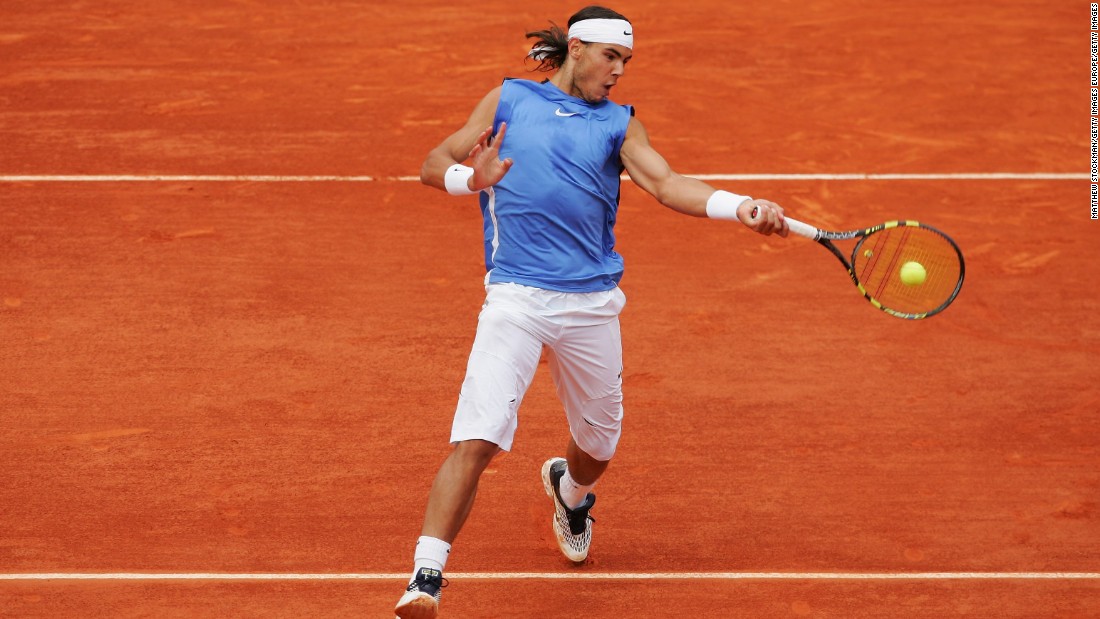By the following year, Nadal had cemented his place among tennis&#39; elite and was developing a fearsome reputation on clay. This time wearing a slightly less garish light blue, Nadal picked up his second consecutive French Open title by becoming the first man to beat Roger Federer in a grand slam final.