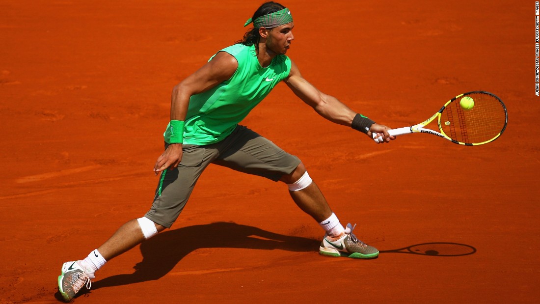 A year later, Nadal opted for a variation on his debut French Option look, this time sporting an all-green combo. Nadal reached world No. 1 for the first time in his career in 2008, helped by his fourth consecutive Roland Garros title -- matching Bjorn Borg&#39;s record of consecutive trophies, while also becoming only the seventh man to win a grand slam without dropping a set.