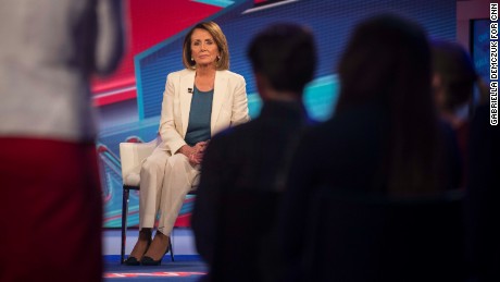 5/15/17, CNN, Washington, D.C.House Minority Leader Nancy Pelosi (D-Calif.) speaks with Andrew Cuomo during a live town hall event at CNN in Washington, D.C. on May 15, 2017.Gabriella Demczuk / CNN