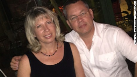 US President Donald Trump has called for the release of Andrew Brunson, right, an American pastor who has been detained in Turkey.