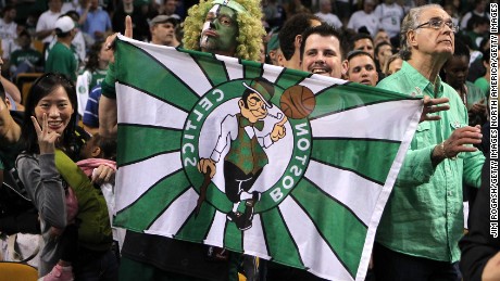 BOSTON, MA - JUNE 07:  A fan of the Boston Celtics shows support for his team against the Miami Heat in Game Six of the Eastern Conference Finals in the 2012 NBA Playoffs on June 7, 2012 at TD Garden in Boston, Massachusetts. NOTE TO USER: User expressly acknowledges and agrees that, by downloading and or using this photograph, User is consenting to the terms and conditions of the Getty Images License Agreement.  (Photo by Jim Rogash/Getty Images)