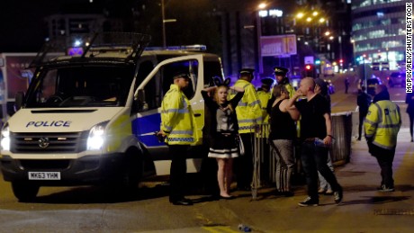 The scene outside Manchester Arena on Monday night.