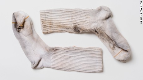 Socks worn by Justin Gauger when he was struck by lightning.