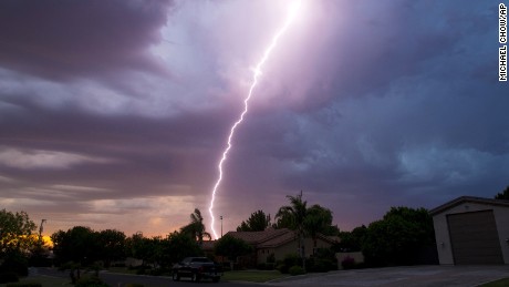 Lightning striking east Mesa, Ariz., Friday in 2016.