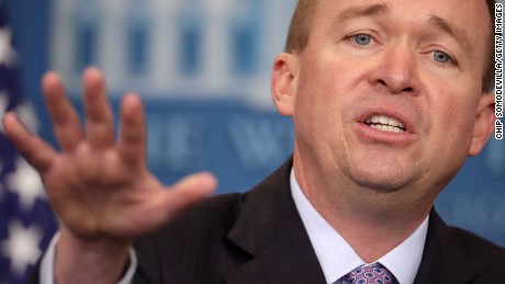 Office of Management and Budget Director Mick Mulvaney holds a news conference to discuss the Trump Administration&#39;s proposed FY2017 federal budget in the Brady Press Briefing Room at the White House May 23, 2017 in Washington, DC.