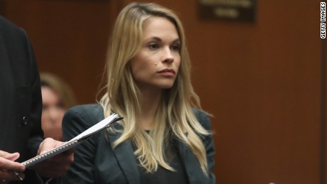 Model Dani Mathers stands during court proceedings in Los Angeles.