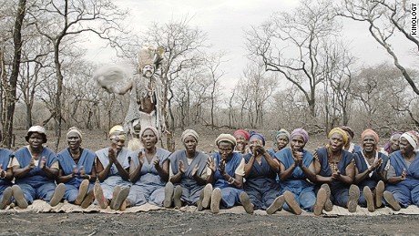 Women accused of witchcraft seen in a camp in &quot;I Am Not A Witch.&quot; Nyoni interviewed many women in Ghana and Zambia about their experiences, with some featuring in the film.