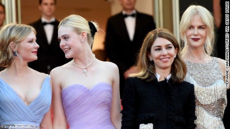 CANNES, FRANCE - MAY 24:  (L-R) Actors Colin Farrell, Kirsten Dunst and Elle Fanning, director Sofia Coppola and actor Nicole Kidman attend &quot;The Beguiled&quot; premiere during the 70th annual Cannes Film Festival at Palais des Festivals on May 24, 2017 in Cannes, France. 