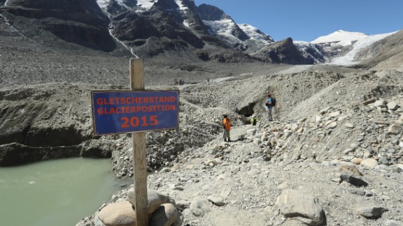 The Pasterze glacier is Austria's largest and it's shrinking rapidly: the sign on the trail indicates where the foot of the glacier reached in 2015, a year before this photo was taken. The European Environmental Agency <a href="https://www.eea.europa.eu/data-and-maps/indicators/glaciers-2/assessment" target="_blank" target="_blank">predicts</a> the volume of European glaciers will decline by between 22 percent and 89 percent by 2100, depending on the future intensity of greenhouse gases. 