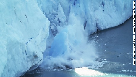 SANTA CRUZ PROVINCE, ARGENTINA - NOVEMBER 27:  Ice calves at the Perito Moreno glacier in Los Glaciares National Park, part of the Southern Patagonian Ice Field, the third largest ice field in the world, on November 27, 2015 in Santa Cruz Province, Argentina. The majority of the almost 50 large glaciers in Los Glacieres National Park have been retreating during the past fifty years due to warming temperatures, according to the European Space Agency (ESA). The United States Geological Survey (USGS) reports that over 68 percent of the world's freshwater supplies are locked in ice caps and glaciers. The United Nations climate change conference begins November 30 in Paris.  (Photo by Mario Tama/Getty Images)