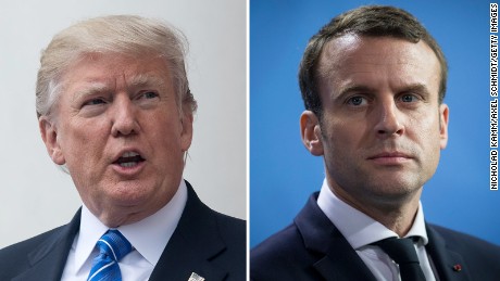 Trump spars with Macron as Air Force One lands in France