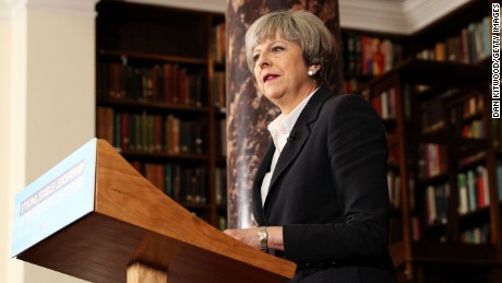 British Prime Minister Theresa May speaking on June 5 in London.