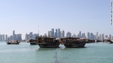 A general view taken on June 5, 2017 shows boats sitting in the port along the corniche in Doha. 
Arab nations including Saudi Arabia and Egypt cut ties with Qatar, accusing it of supporting extremism, in the biggest diplomatic crisis to hit the region in years. / AFP PHOTO / STR        (Photo credit should read STR/AFP/Getty Images)