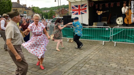 People dance to swing music at Batley&#39;s Vintage Day. Shop owner Bal Singh planned to vote for the Conservatives, but is having second thoughts. &quot;I was very impressed with Theresa May, but all those u-turns she does undermine her appearance as a strong leader.&quot;