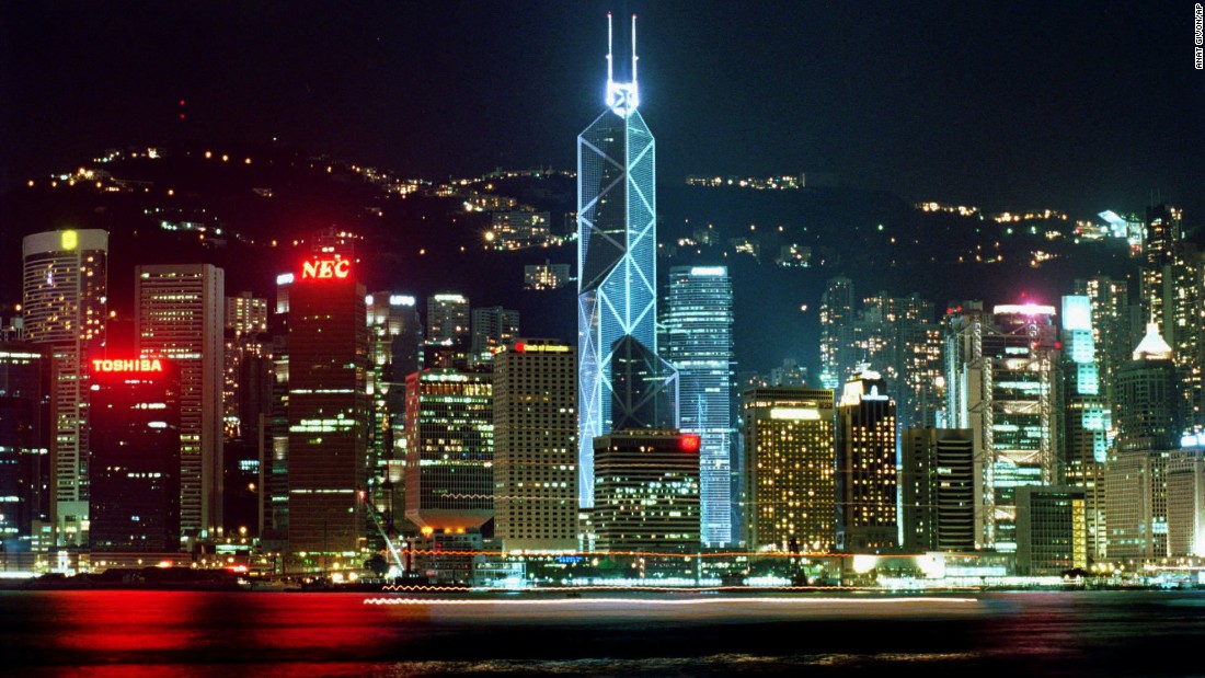 The skyline of Hong Kong island, next to Victoria Harbor, seen on September 7, 1996.