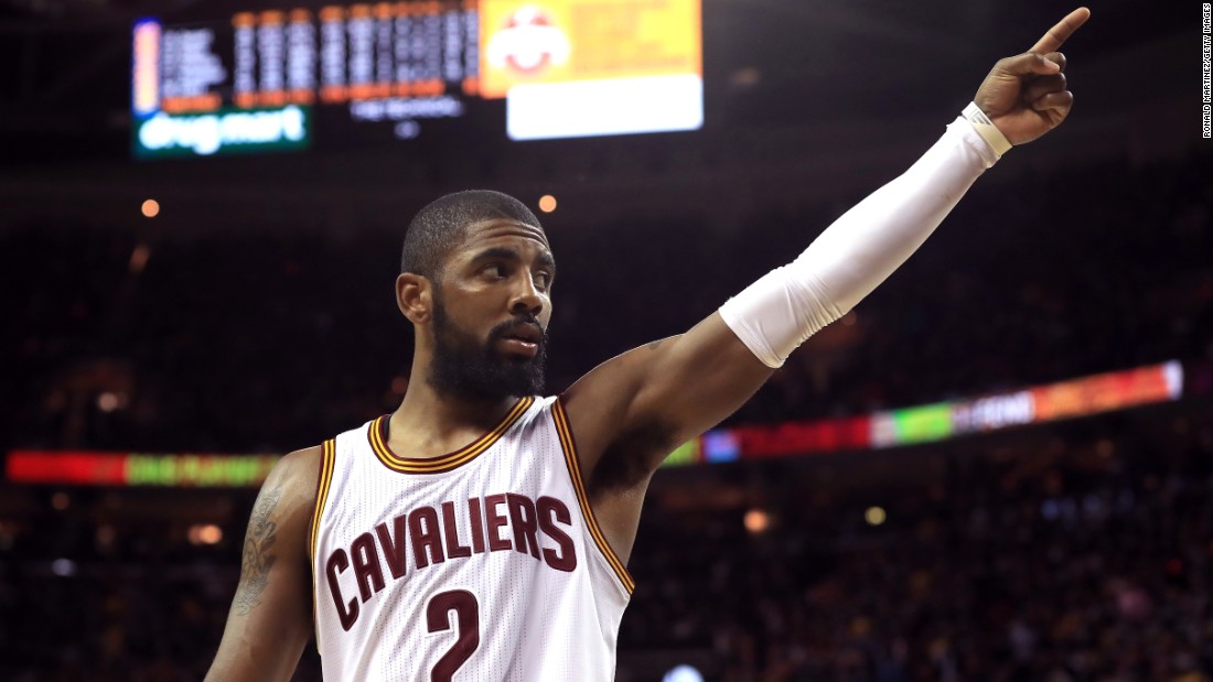 Cleveland&#39;s Kyrie Irving gestures to the home crowd during Game 4 of the NBA Finals on Friday, June 9. Irving had a game-high 40 points, including seven 3-pointers, as the Cavaliers won 137-116. It was Cleveland&#39;s only win in the seven-game series.