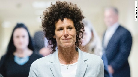 Andrea Constand walks to the courtroom during Bill Cosby&#39;s assault trial.