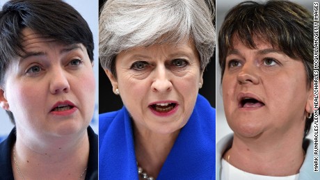 From left: Ruth Davidson, Theresa May and Arlene Foster.