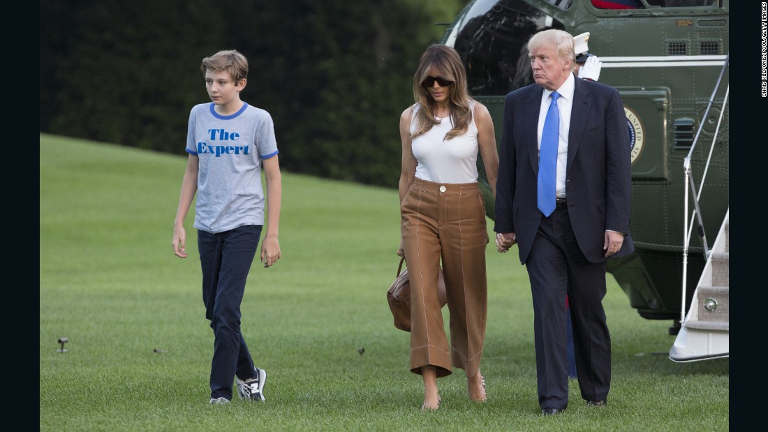 The Trumps arrive at the White House with their son, Barron, in June 2017. Melania and Barron &lt;a href=&quot;http://www.cnn.com/2017/06/09/politics/melania-trump-white-house-move/index.html&quot; target=&quot;_blank&quot;&gt;were moving in.&lt;/a&gt; They had spent the last few months in New York so Barron could finish out his school year.