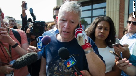 Alabama Representative Mo Brooks meets with reporters in Alexandria, Virginia on Wednesday, June 14, after House Majority Whip Steve Scalise of Louisiana was shot by a rifle-wielding gunman at a congressional baseball practice just outside of Washington. 