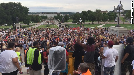 Protesters gather outside the state Capitol in St. Paul, Minnesota.