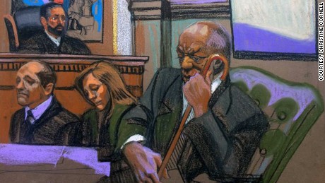 In this sketch , Cosby sits in court in his aggravated indecent assault trial. 