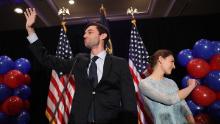 ATLANTA, GA - JUNE 20:  Democratic candidate Jon Ossoff and and his fiancee, Alisha Kramer, wave as he arrives to give a concession speech speak during his election night party being held at the Westin Atlanta Perimeter North Hotel after returns show him losing the race for Georgia's 6th Congressional District on June 20, 2017 in Atlanta, Georgia. Mr. Ossoff ran in a special election against his Republican challenger Karen Handel in a bid to replace Tom Price, who is now the Secretary of Health and Human Services.  (Photo by Joe Raedle/Getty Images)