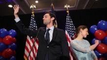 ATLANTA, GA - JUNE 20:  Democratic candidate Jon Ossoff and and his fiancee, Alisha Kramer, wave as he arrives to give a concession speech speak during his election night party being held at the Westin Atlanta Perimeter North Hotel after returns show him losing the race for Georgia&#39;s 6th Congressional District on June 20, 2017 in Atlanta, Georgia. Mr. Ossoff ran in a special election against his Republican challenger Karen Handel in a bid to replace Tom Price, who is now the Secretary of Health and Human Services.  (Photo by Joe Raedle/Getty Images)