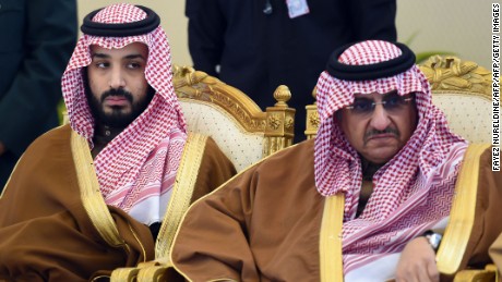 Mohammed bin Salman (L) and Mohammed bin Nayef at the GCC summit in Riyadh,  December 9, 2015.