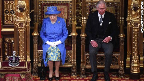 Queen Elizabeth II and Prince Charles at the House of Lords for the Queen&#39;s Speech on Wednesday. 