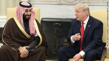 WASHINGTON, DC - MARCH 14: U.S. President Donald Trump (R) meets with Mohammed bin Salman, Deputy Crown Prince and Minister of Defense of the Kingdom of Saudi Arabia, in the Oval Office at the White House, March 14, 2017 in Washington, DC. (Photo by Mark Wilson/Getty Images)