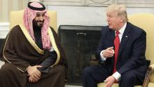 WASHINGTON, DC - MARCH 14: U.S. President Donald Trump (R) meets with Mohammed bin Salman, Deputy Crown Prince and Minister of Defense of the Kingdom of Saudi Arabia, in the Oval Office at the White House, March 14, 2017 in Washington, DC. (Photo by Mark Wilson/Getty Images)