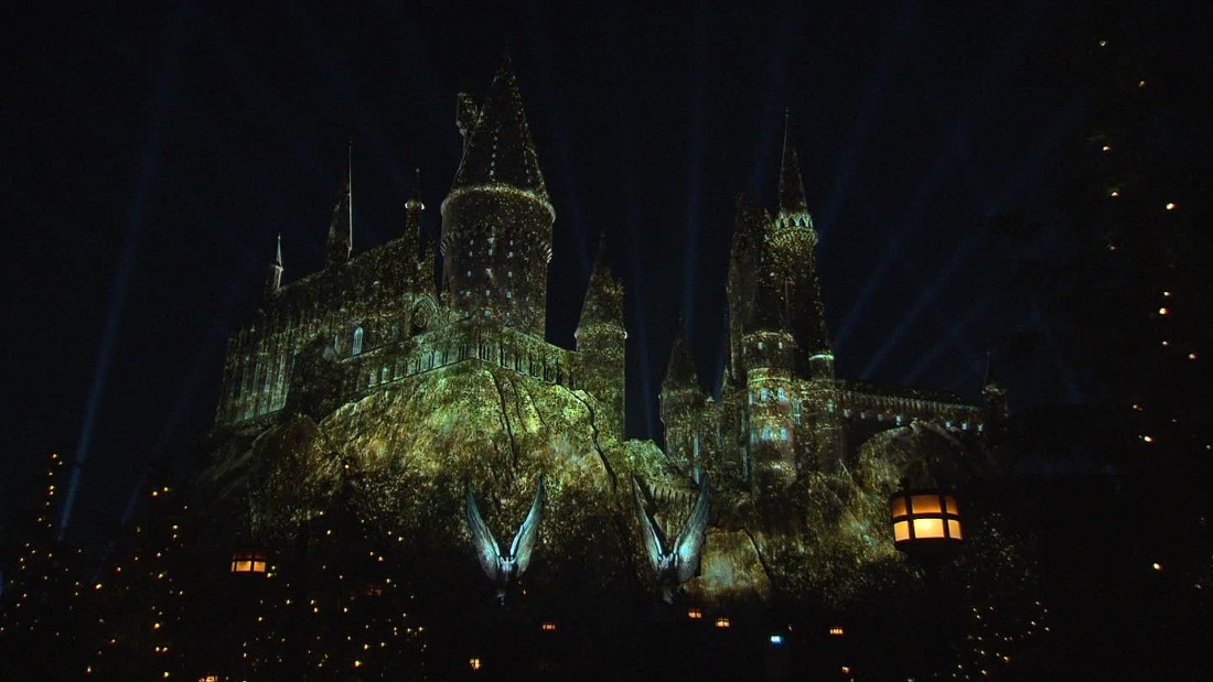 Nighttime Lights at Hogwarts Castle CNN Video