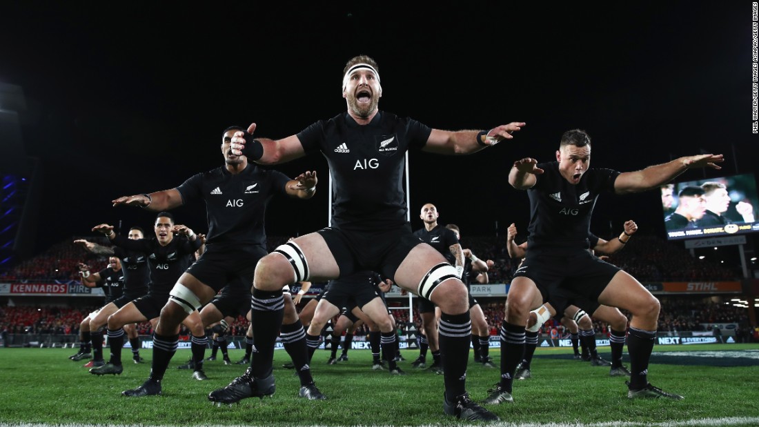 Captain Kieran Read leads New Zealand in the haka ahead of the first Test against the British and Irish Lions in Auckland.