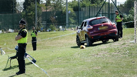 Police gather evidence at the scene of a car crash near Westgate Sports Centre in Newcastle.