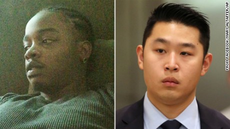 Akai Gurley on left and Peter Liang, who was found guilty of manslaughter, on right. 