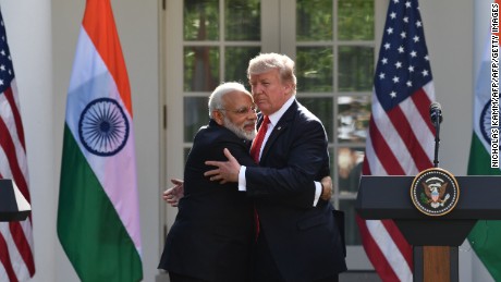 Image result for modi hugs trump