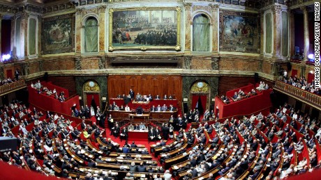 French deputies and senators attend a special congress of both houses of Parliament at the Versailles Palace.