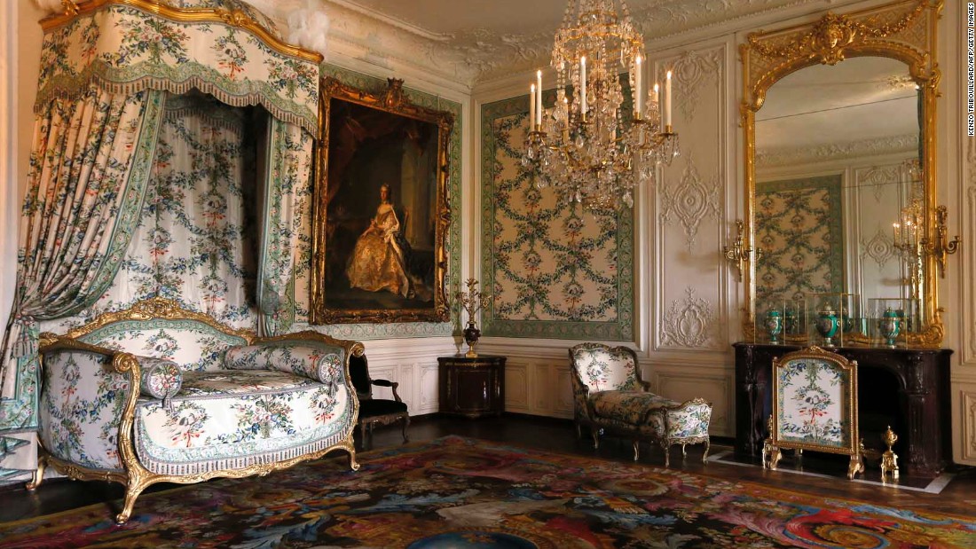 The bedroom of Madame Victoire. This room is part of the newly restored and refurnished apartments of Mesdames, as Louis XV&#39;s daughters were known. They were reopened in April 2013. 