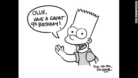 Eric Keyes, a character designer for &quot;The Simpsons,&quot; chose to illustrate his birthday wish for a UK boy. 