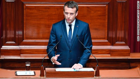 French President Emmanuel Macron speaking in Parliament earlier this year.